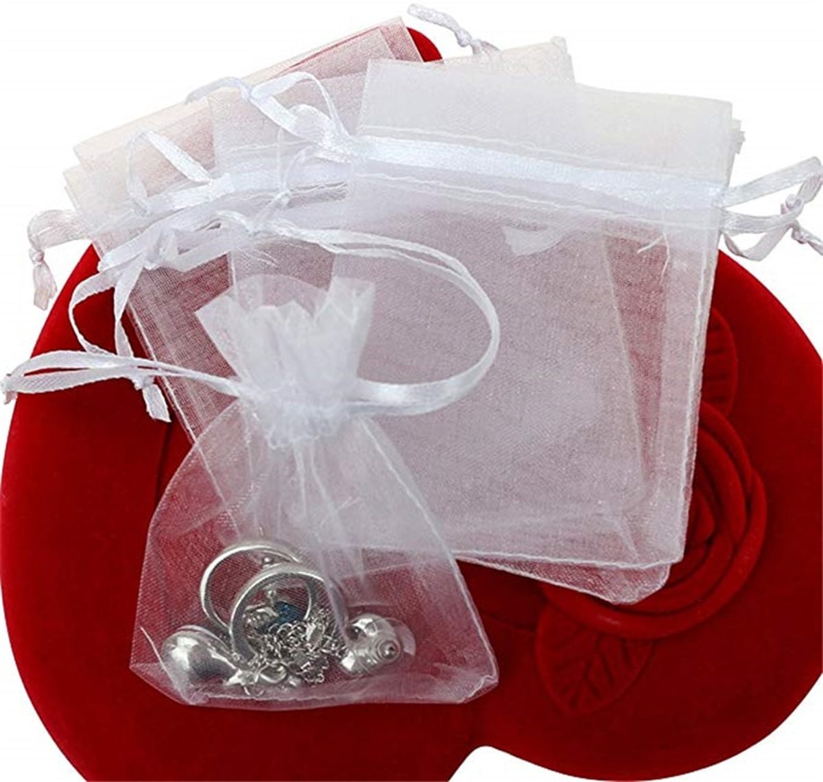 Cadeau zakjes wit – Organza - 10x15cm - Wit 50 Stuks - Cadeauzakjes – Cadeautasje - stof